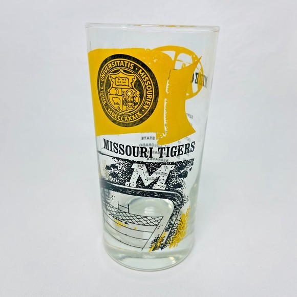 1975 Mizzou Tumbler Glass University of Missouri Tigers Football MFA Oil Vintage - Picture 1 of 6